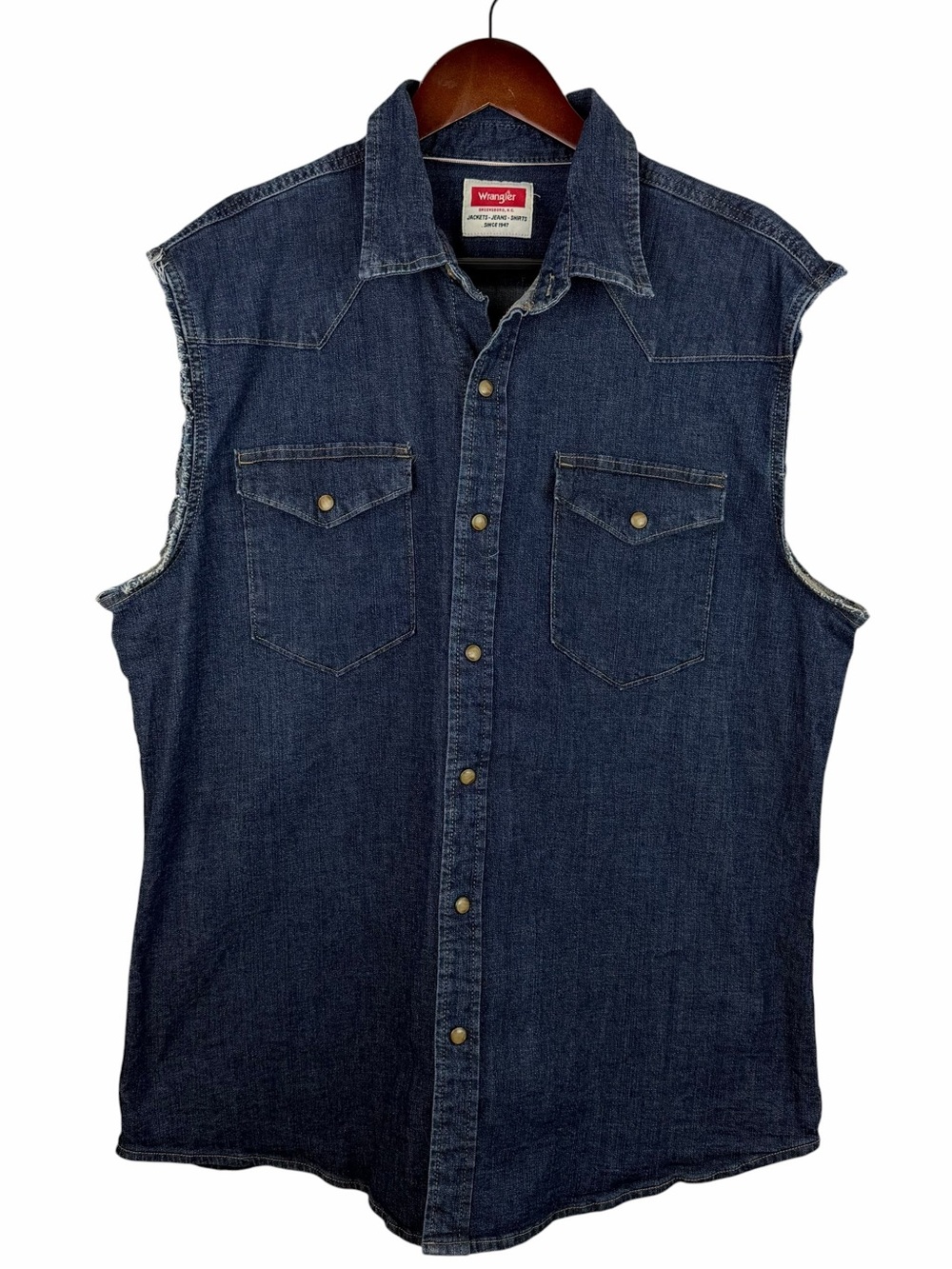 Wrangler | Blue Pearl Snap Sleeveless Western Shirt